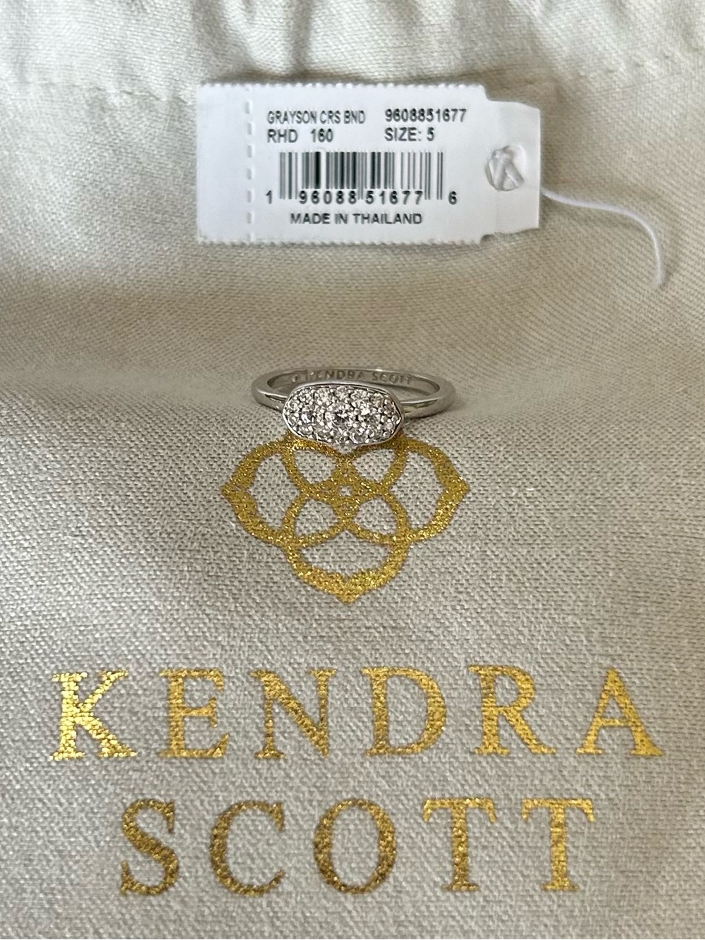 Kendra Scott Grayson Silver Ring - White Crystals
